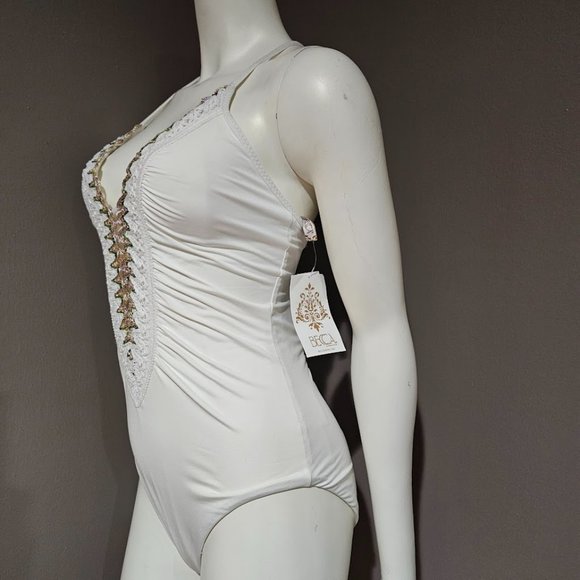 Becca Layla Plunge One-Piece Swimsuit Size Large - Picture 3 of 11